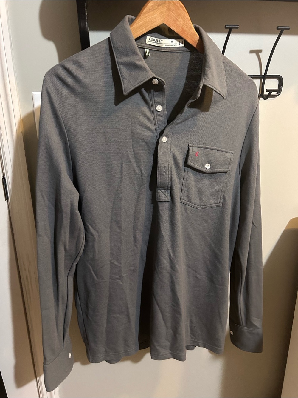 Criquet Men's Long Sleeve Polo in Gray